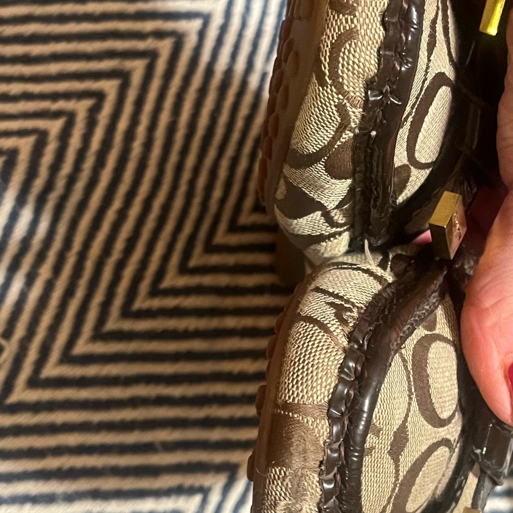 COACH C logo monogram brown loafers shoes with bow GUC 8 - Picture 5 of 9